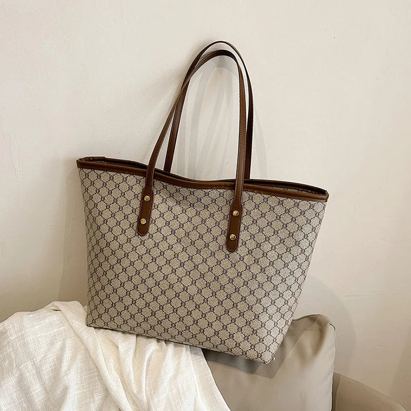 Textured Plaid Tote