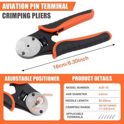 Deutsch Closed Barrel Crimp Tool - 4-Way Indent Crimper for 14/16/18 AWG Solid Contacts