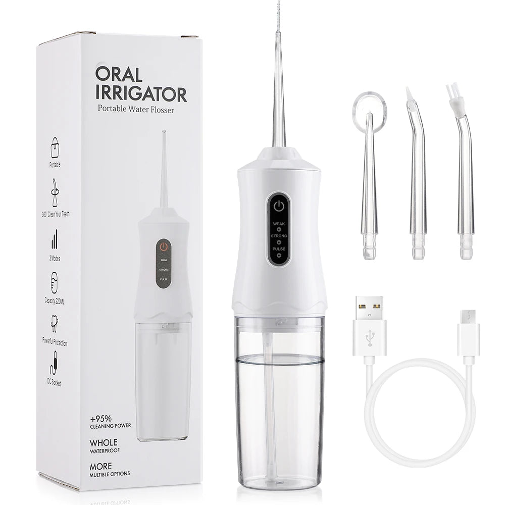 Portable Cordless Water Dental Flosser - USB Rechargeable Teeth Cleaning Tool - 11