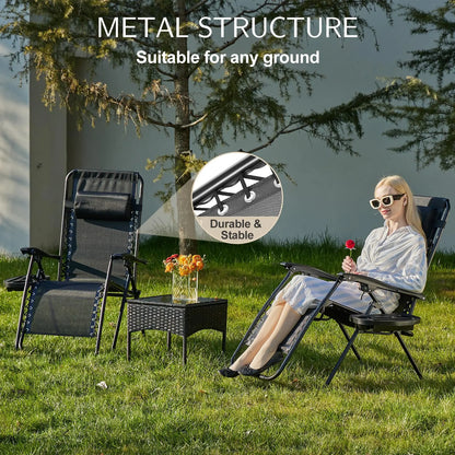 Zero Gravity Recliner Chair - Portable Folding Outdoor Lounge with Tray