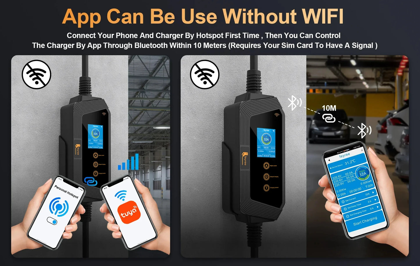 7KW Portable EV Charger - Adjustable Current GBT Electric Vehicle Charger