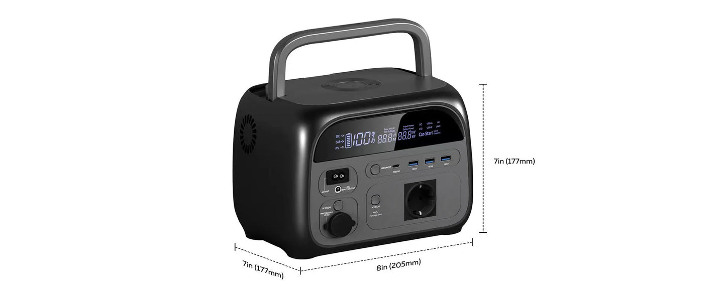 500W Portable Power Station 346Wh LiFePO4 Battery Solar Generator