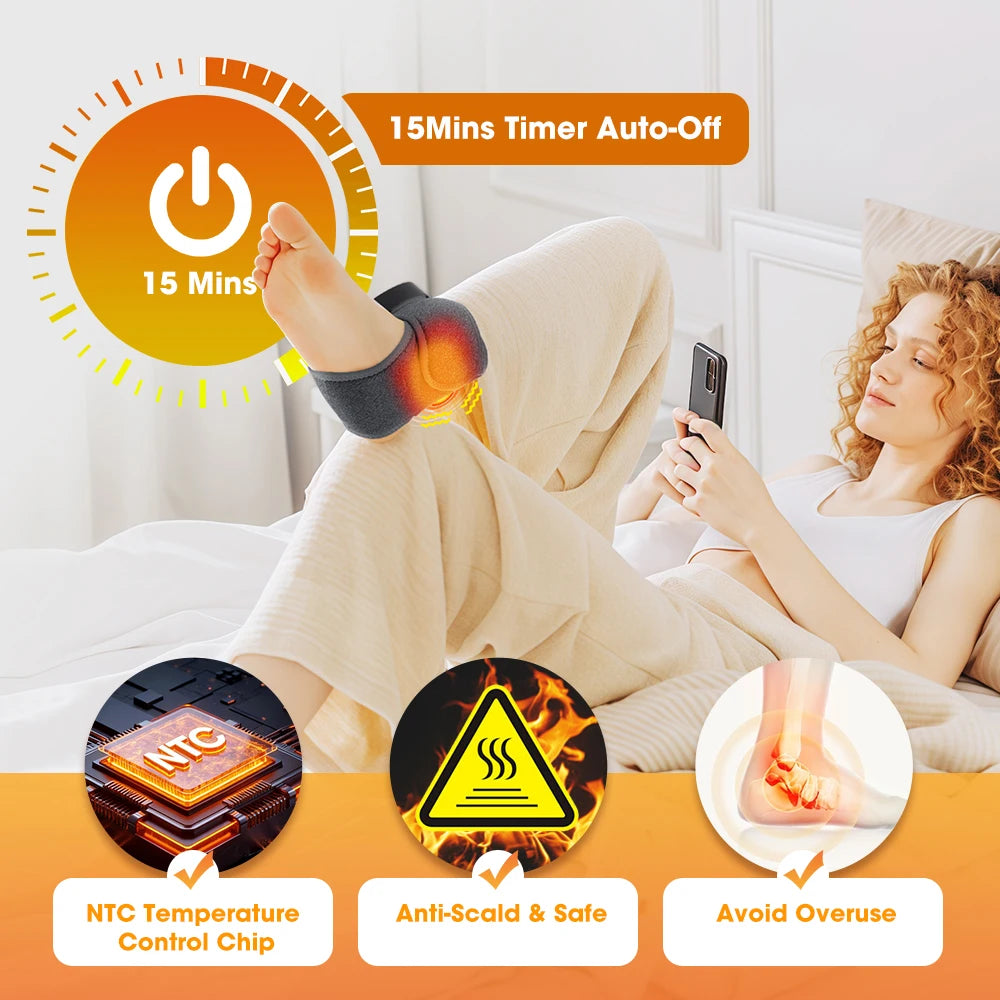 Wireless Heated Ankle Massager with Vibration Therapy for Joint Pain Relief