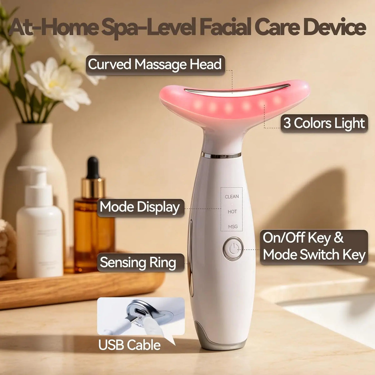 3-in-1 LED Facial & Neck Sculpting Massager – Anti-Aging Skin Toning Device