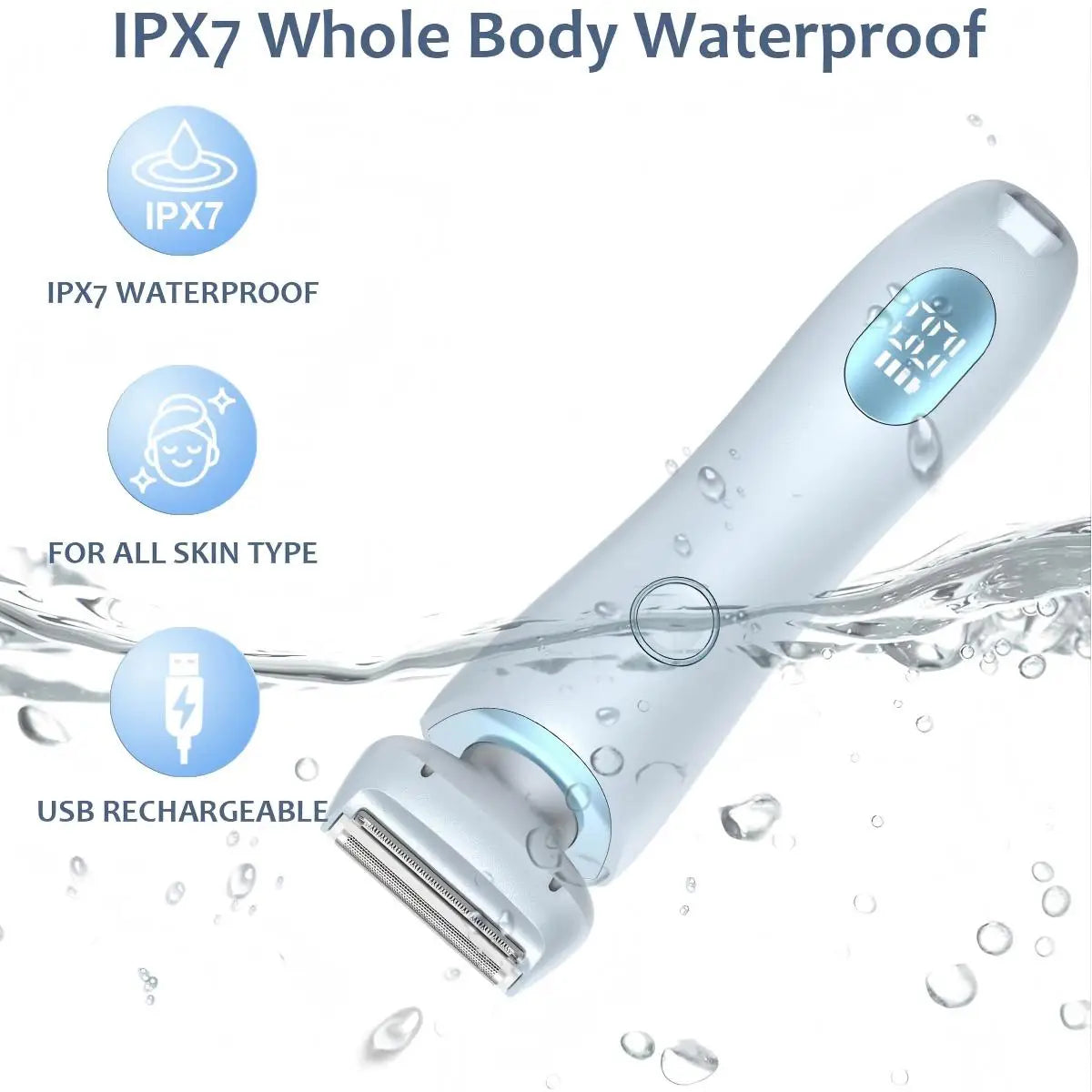 2-in-1 Women's Electric Shaver - Painless Waterproof Hair Removal Razor - 5