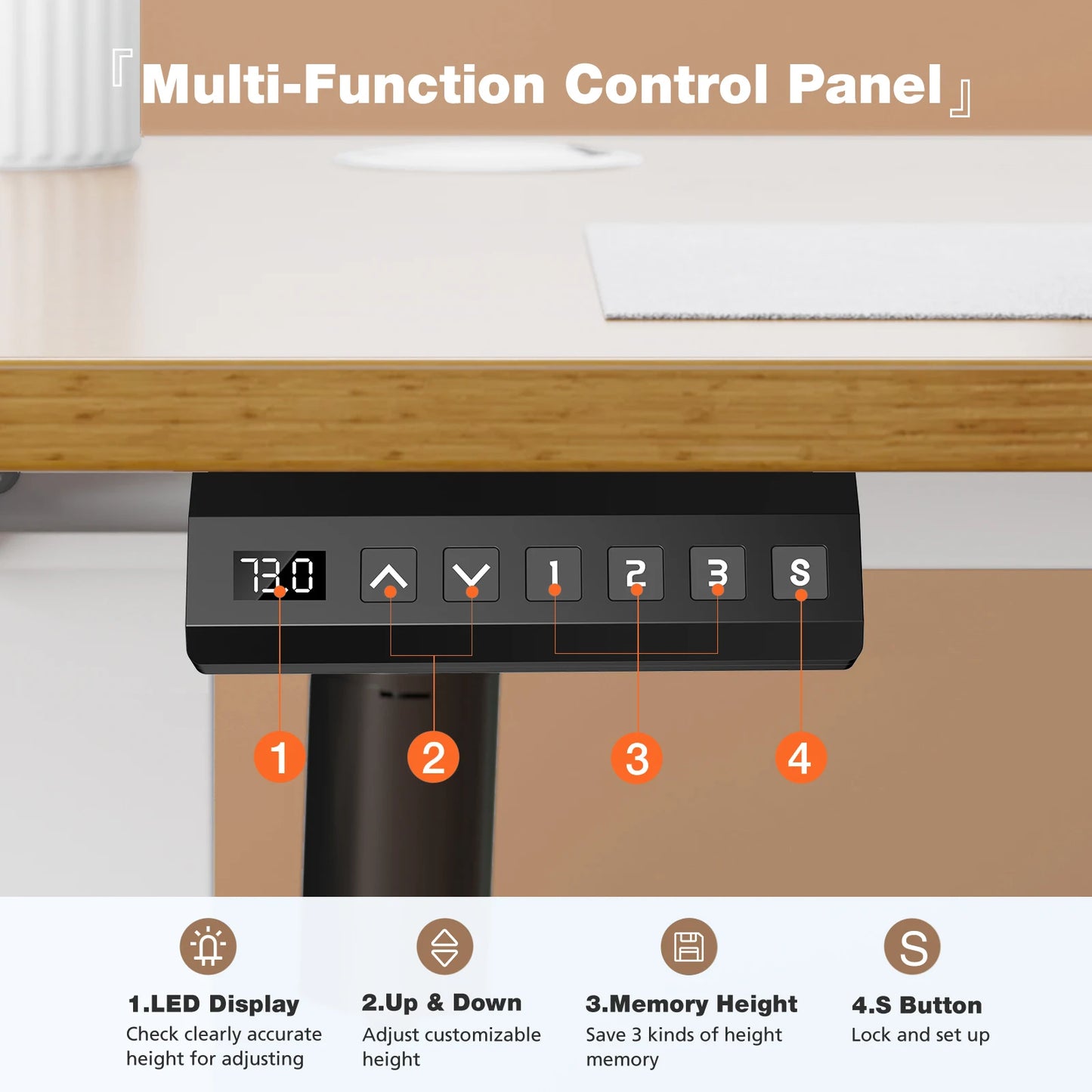Electric Standing Desk 40x24 Height Adjustable Sit-Stand Computer Table