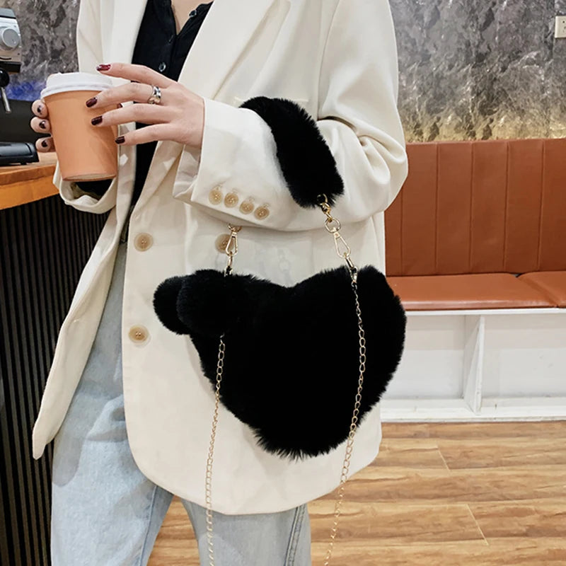 Luxury Plush Heart Handbag