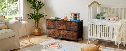5-Drawer Fabric Dresser Storage Tower with Sturdy Steel Frame