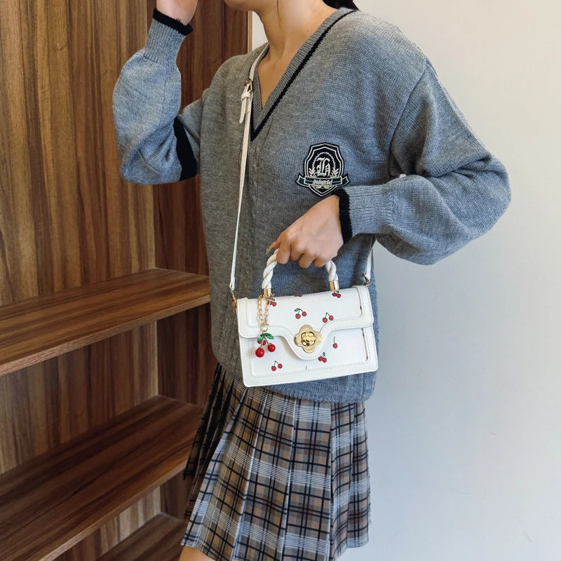 Luxury Cherry Print Satchel
