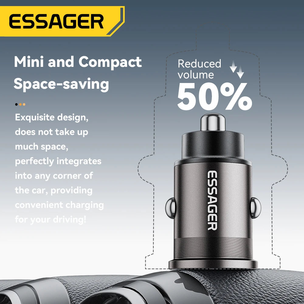 45W Dual Port Fast Car Charger - USB-C & USB-A PD Fast Charging Adapter