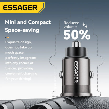 45W Dual Port Fast Car Charger - USB-C & USB-A PD Fast Charging Adapter