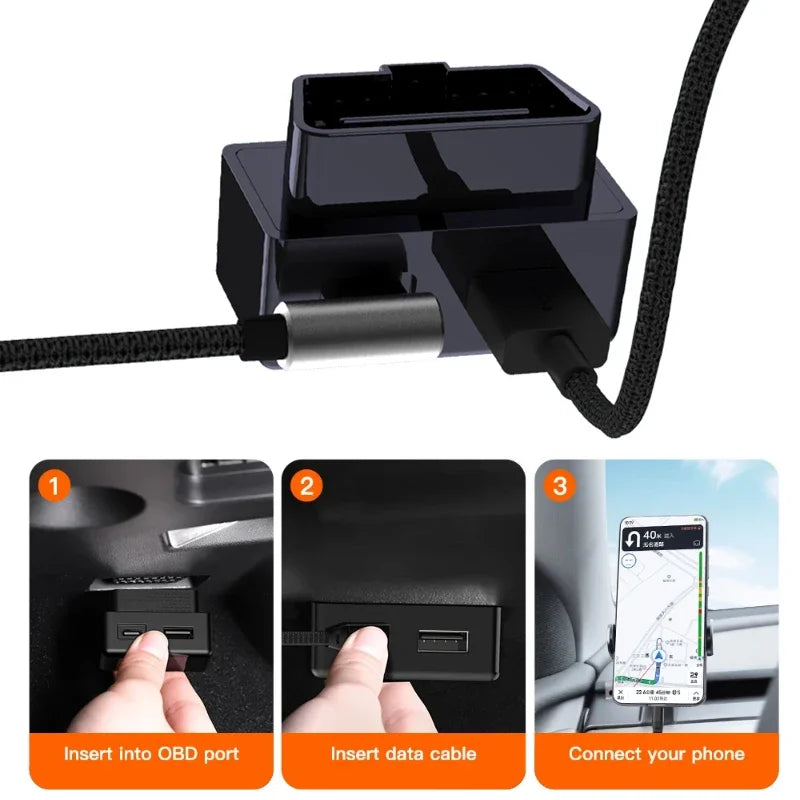 48W Dual USB OBD Fast Charger Adapter for Tesla Model 3, Y, S, X | PD Type-C & USB-A