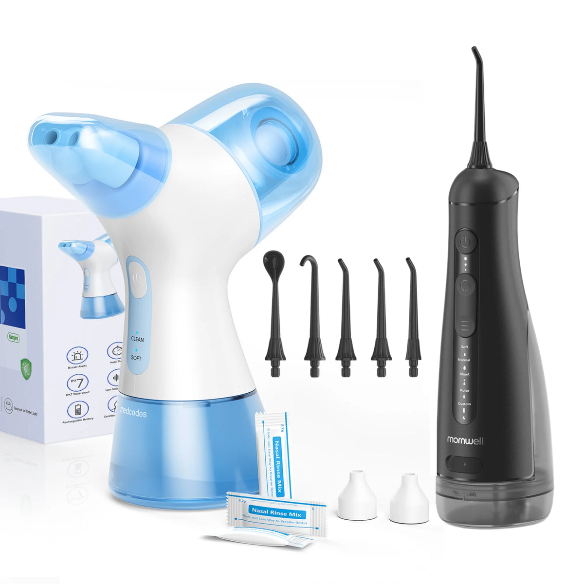 Portable Oral Irrigator & Sinus Nasal Rinse Combo Kit
