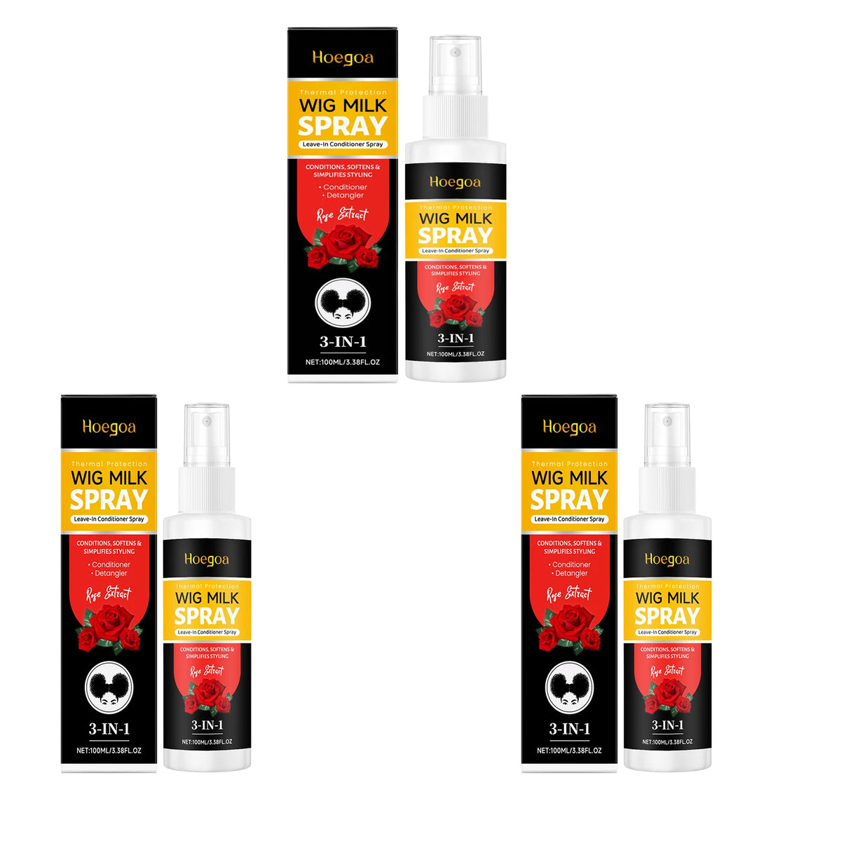 3-in-1 Rose Wig Conditioning & Detangling Spray for Silky Smooth Hair