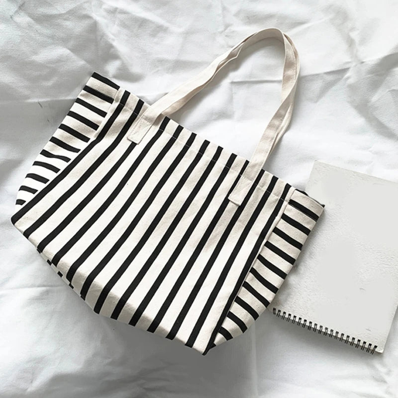 Luxury Striped Canvas Beach Tote