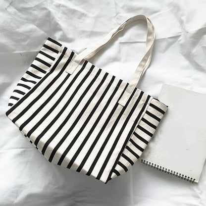 Luxury Striped Canvas Beach Tote