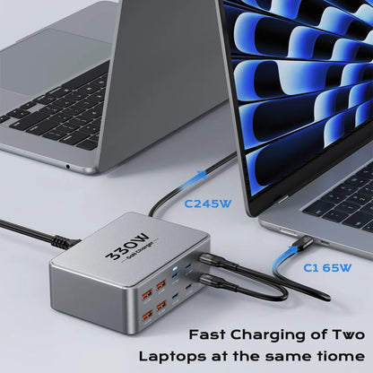 330W 10-Port GaN Fast Charging Station for Laptops, Phones & Tablets