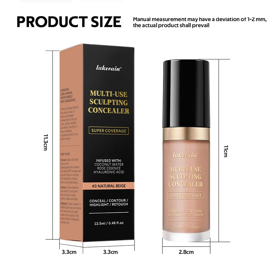 Full Coverage Waterproof Concealer - Matte Liquid Foundation - 16