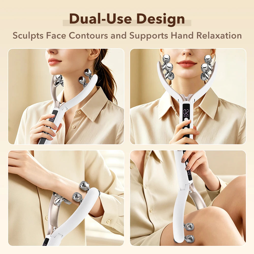 Microcurrent Face & Neck Lifting Massager - Electric V-Shape Slimming Roller