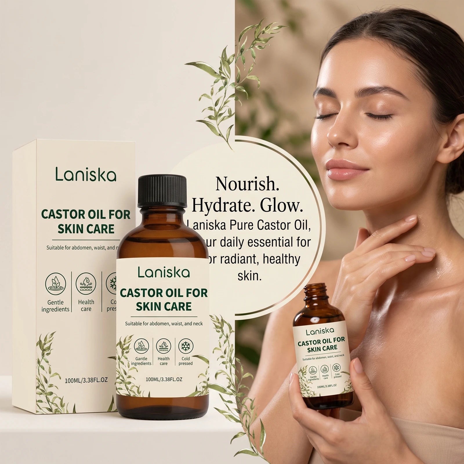 Pure Cold-Pressed Castor Oil for Deep Skin Hydration and Body Massage - 2