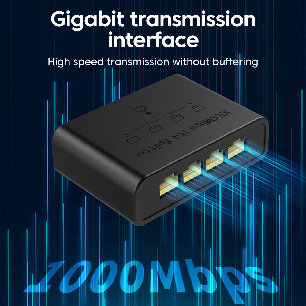 5-Port Gigabit Ethernet Switch - High-Speed RJ45 Network Splitter & Adapter - 2