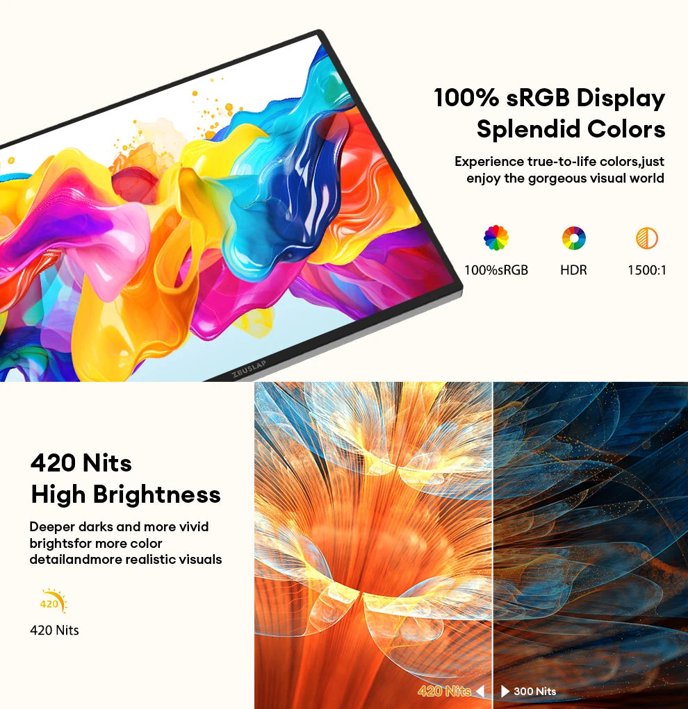 10.5" 1920x1280 Portable Touchscreen Monitor - 100% sRGB & 420 Nits