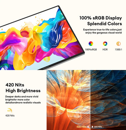 10.5" 1920x1280 Portable Touchscreen Monitor - 100% sRGB & 420 Nits