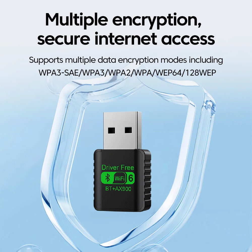 WiFi 6 AX900 USB Adapter with Bluetooth 5.4 - Dual Band Wireless Network Card