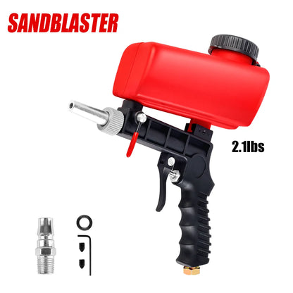 Portable Pneumatic Sandblasting Gun Set - 90 PSI Gravity Feed Rust Paint Remover Tool