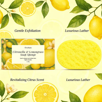 Citronella & Lemongrass Exfoliating Bath Sponge for Daily Skin Cleansing