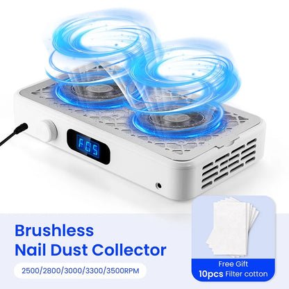 Twin Turbo Brushless Nail Dust Collector - 5 Speed Vacuum Extractor