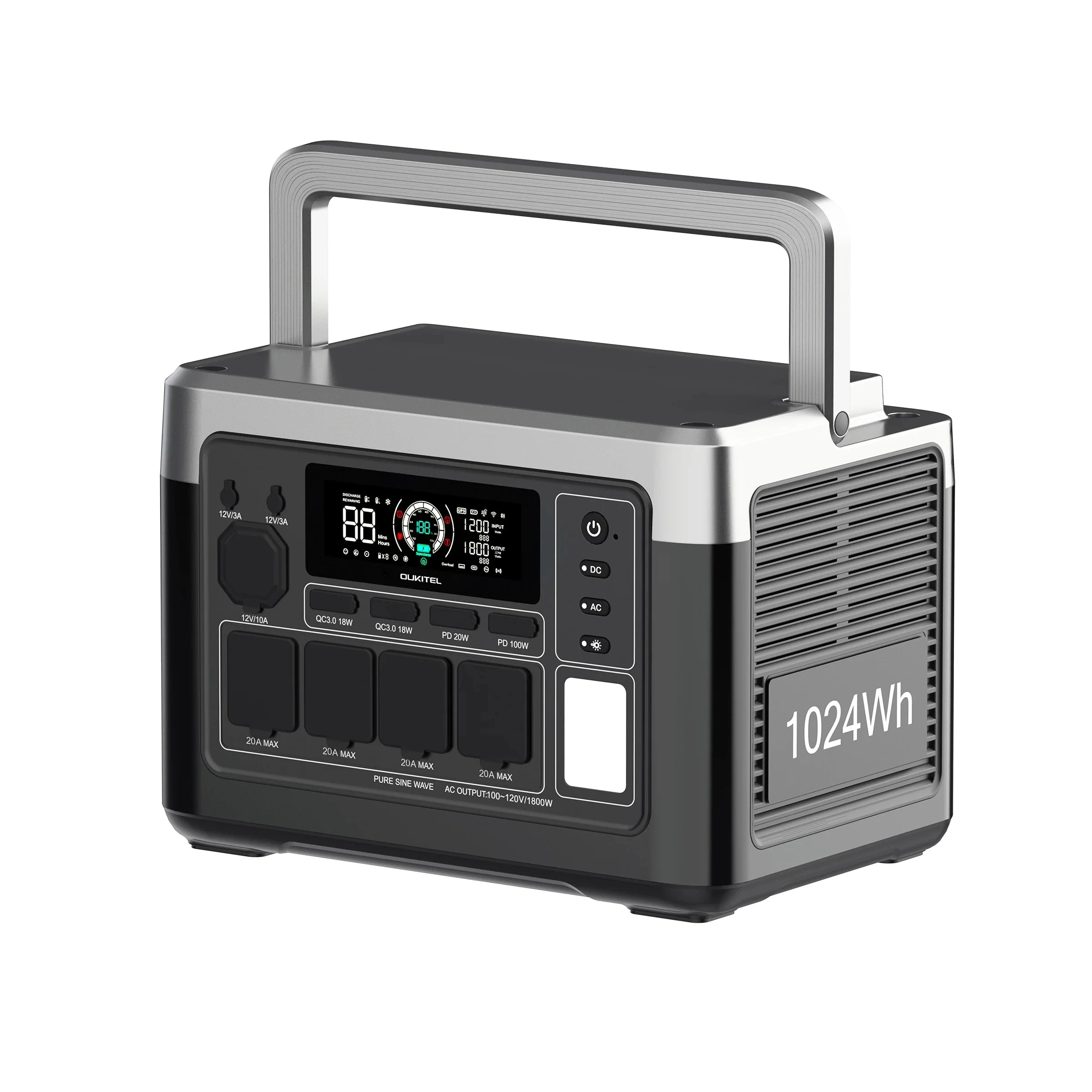 OUKITEL P1000 Plus 1800W Portable Power Station 1024Wh LiFePO4 Solar Generator - 20