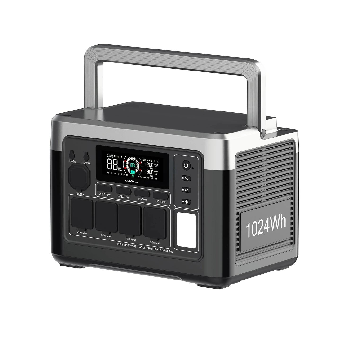 OUKITEL P1000 Plus 1800W Portable Power Station 1024Wh LiFePO4 Solar Generator