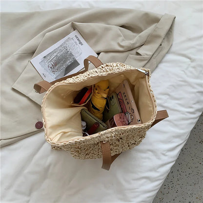 Luxury Bohemian Straw Beach Tote