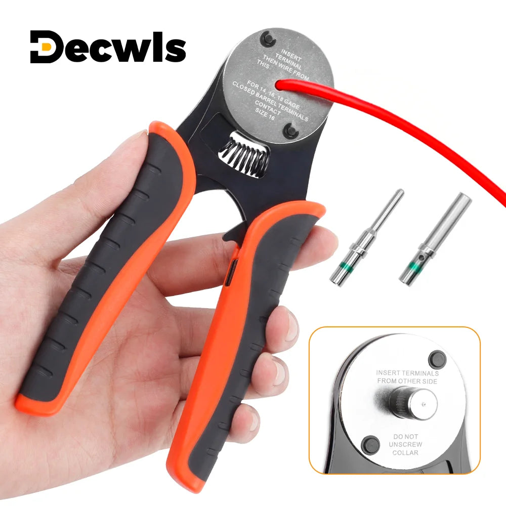 Deutsch Closed Barrel Crimp Tool - 4-Way Indent Crimper for 14/16/18 AWG Solid Contacts - 1