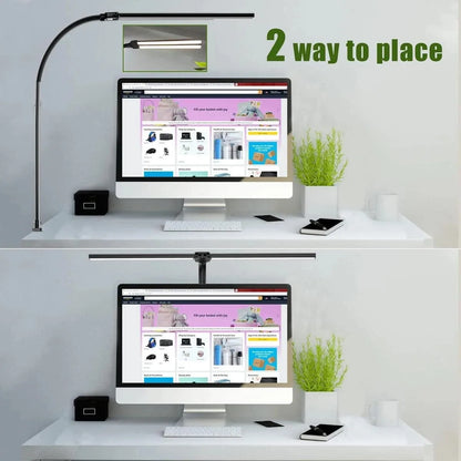 Dual-Head LED Architect Desk Lamp – Dimmable & Adjustable Office Lighting