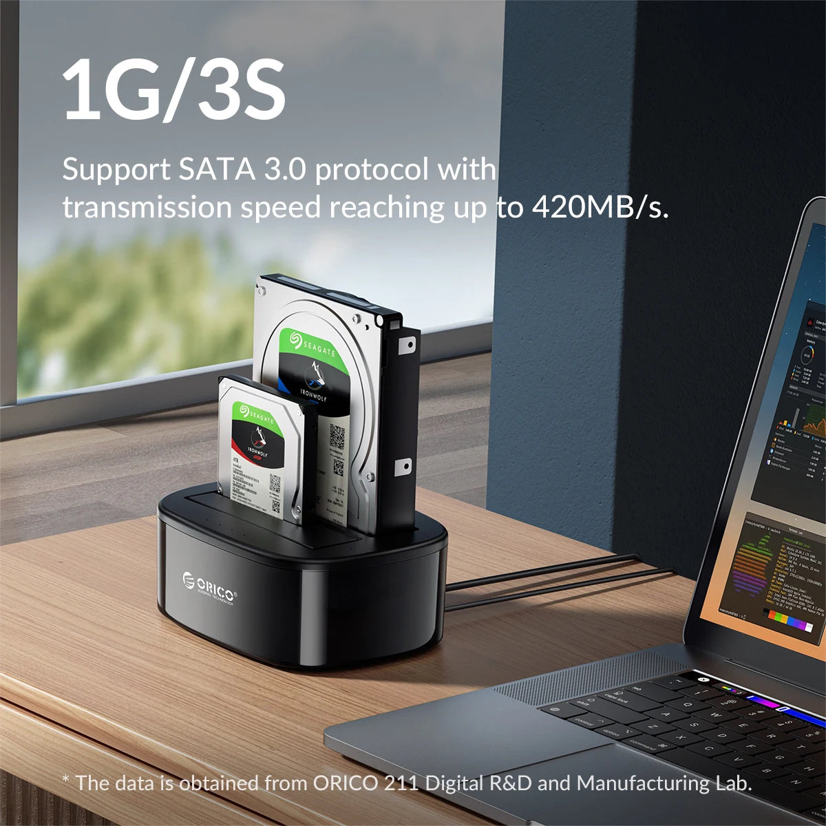 ORICO Dual Bay HDD Docking Station - USB 3.0 SATA for 2.5/3.5" SSD/HDD - 9