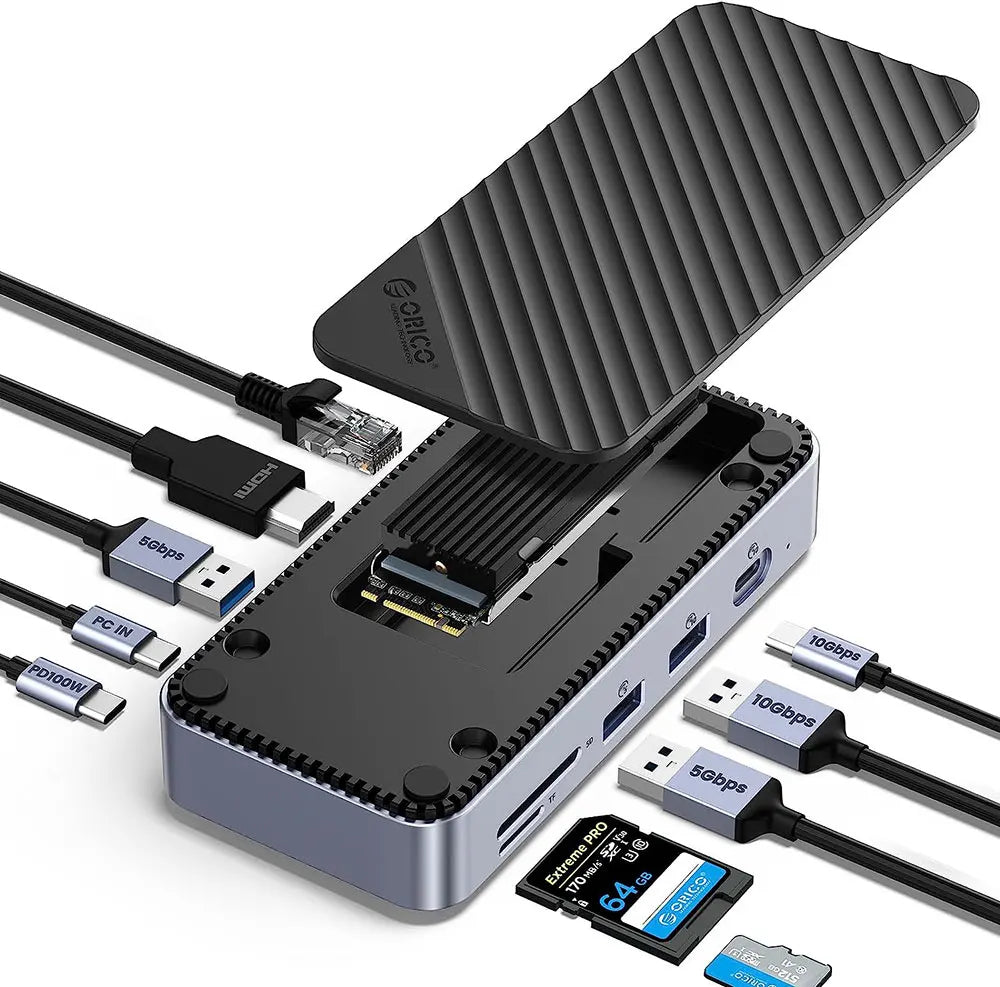 ORICO M.2 NVMe SATA SSD Enclosure - 10Gbps Portable External Drive Case