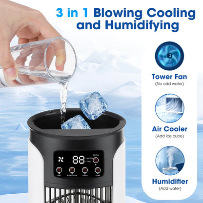 Portable USB Desktop Air Cooler & Humidifier with 6-Speed Cooling Fan