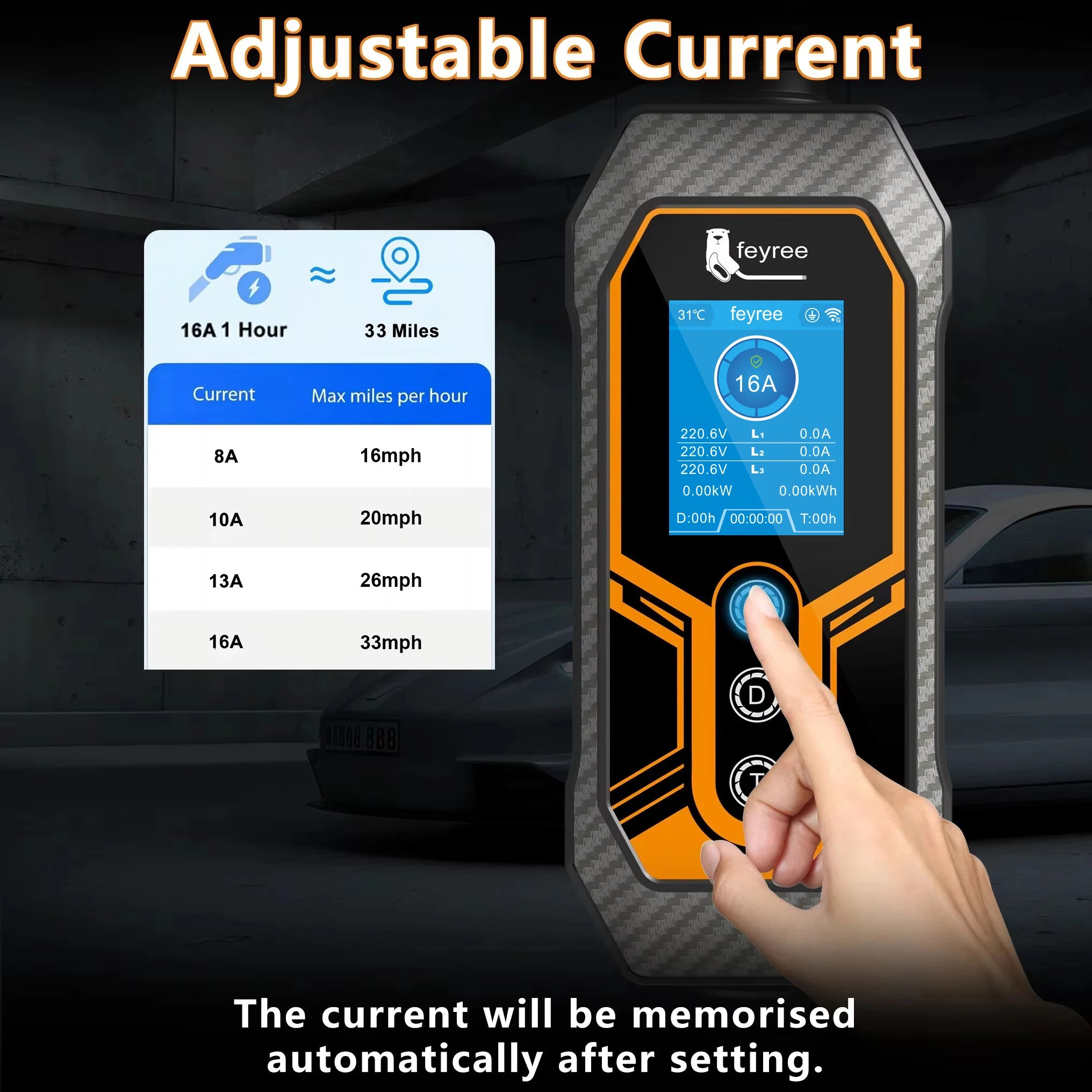 11kW Type 2 Portable EV Charger - 16A 3-Phase Smart App Control 5m Cable - 14