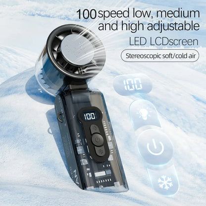 Portable 100-Speed Foldable Cooling Fan with LED Display