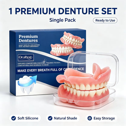 Natural Silicone Cosmetic Teeth Covers - Full Upper & Lower Denture Set