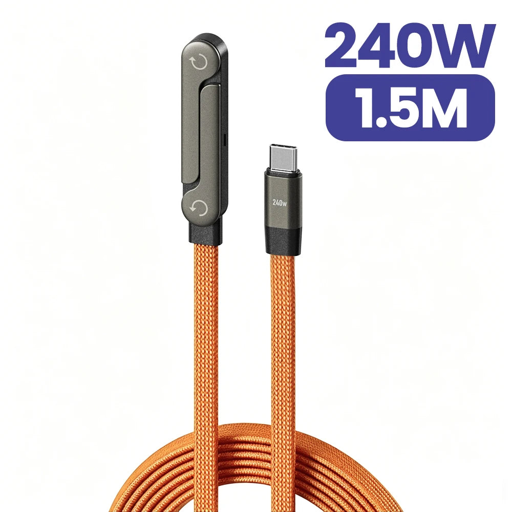 240W USB-C to USB-C Fast Charging Cable with Built-in Desktop Phone Holder