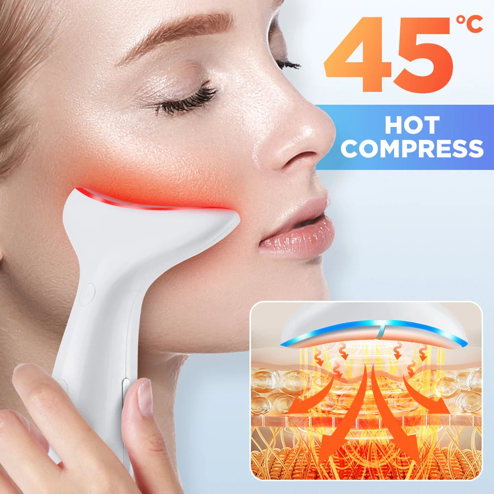 LED Light Therapy Face & Neck Lifting Massager - Anti-Aging Skin Tightening Tool - 18