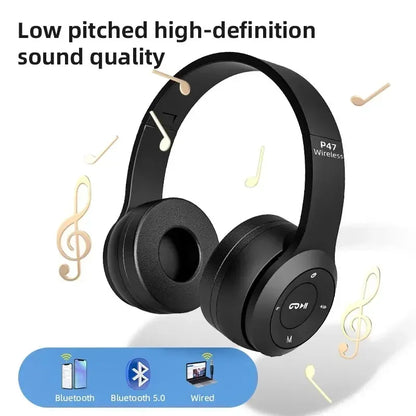 P47 Wireless Bluetooth 5.0 Foldable Stereo Gaming Headset