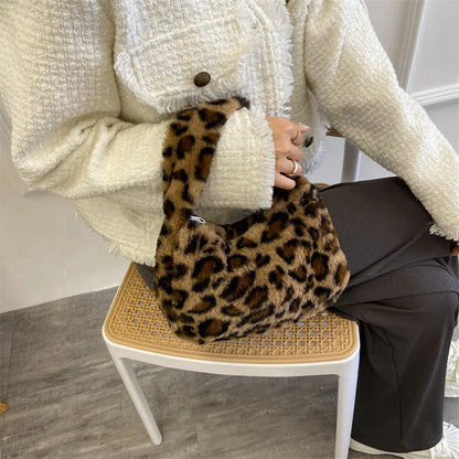Luxury Plush Leopard Handbag