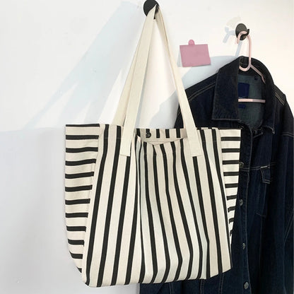 Luxury Striped Canvas Beach Tote