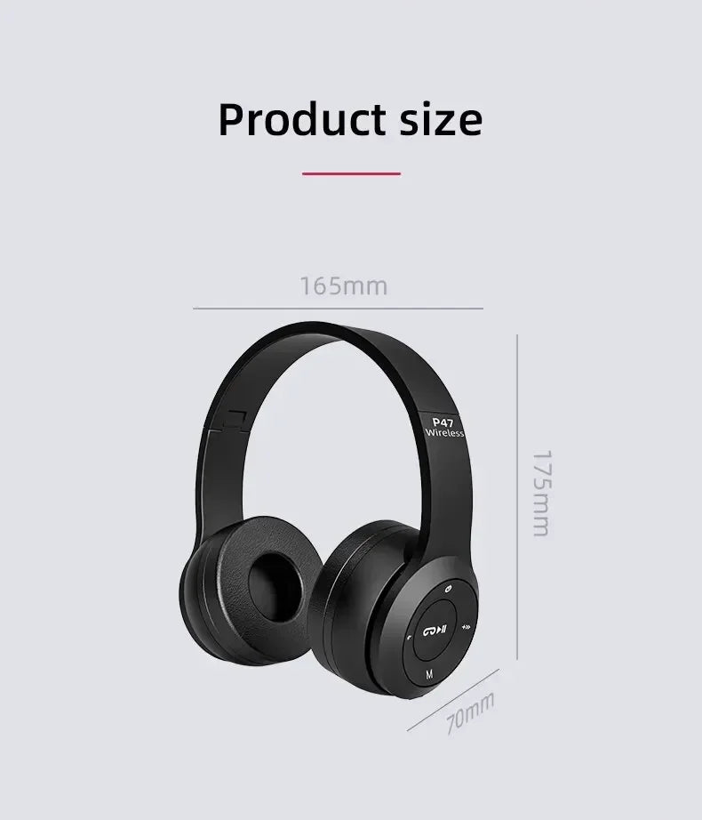 P47 Wireless Bluetooth 5.0 Foldable Stereo Gaming Headset
