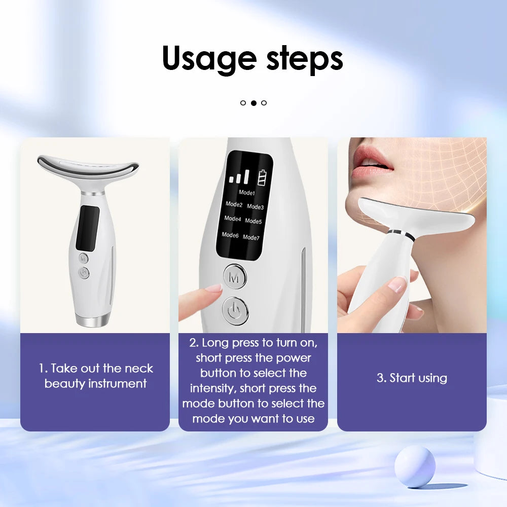 LED Light Therapy Face & Neck Lifting Massager - Anti-Aging Skin Tightening Tool