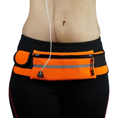 Slim Running Waist Belt - Waterproof Elastic Phone Pouch for Sports